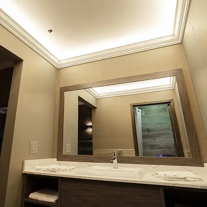 clean bathroom of motel in the Bronx, NY