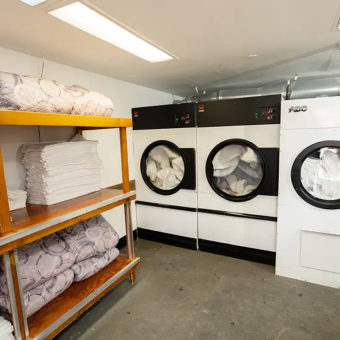 laundry room of motel in the Bronx, NY