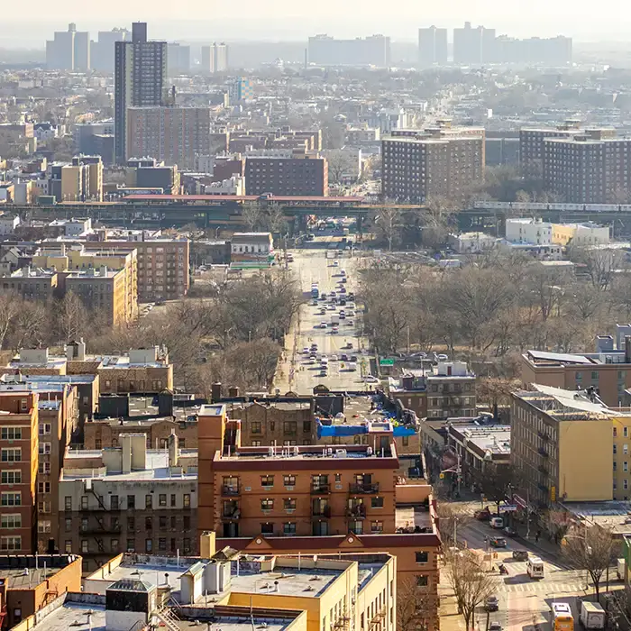 aerial view of the Bronx, NY